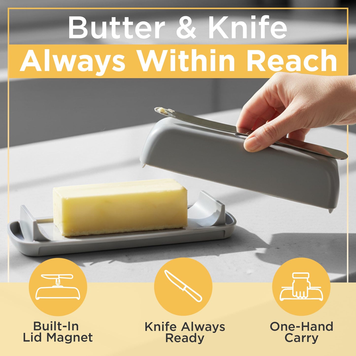 Butter Hub Plastic Butter Dish with Lid and Knife - Mothers Day Gift, Covered Dish Keeper with Magnetic Knife Holder, Easy Scoop, No Mess Lid Container, Dishwasher Safe, BPA-Free - Aqua, US Regular
