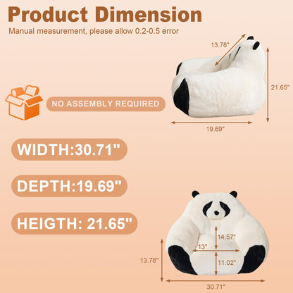 Giant Bean Bag Chair for Adults Kids, 2 PCS Large Bean Chairs with Filler, Panda Design Floor Chairs, Plush Lazy Sofa with Faux Rabbit Fur Cover, Faux Fur Cover, Adult Bean Bag Couches for Bedroom