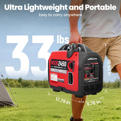 maXpeedingrods 2450 Watt Portable Inverter Generator, MXR2450 Quiet Gas Powered Generator for Camping, RV Ready, Home, Lightweight & Compact, 17kg