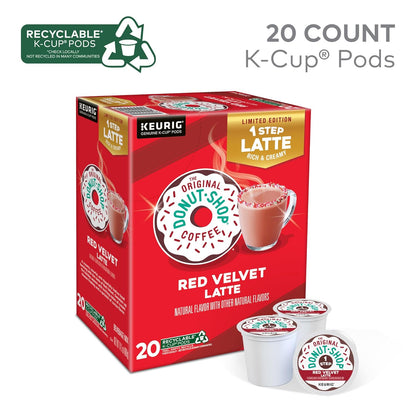 Original Donut Shop Red Velvet Latte K-Cup Pods - One-Step Brewing, 20 Count