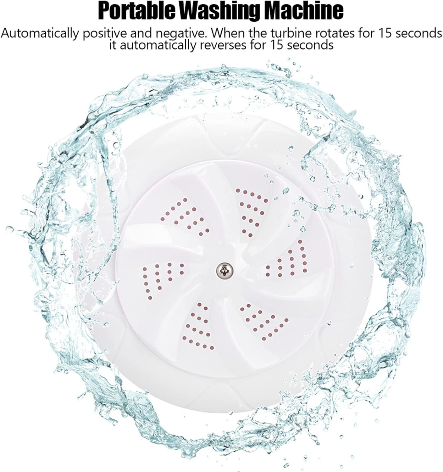 Ultrasonic Washing Machine, USB Powered Portable Turbine Washer for Traveling, Camping, Home Use (White)