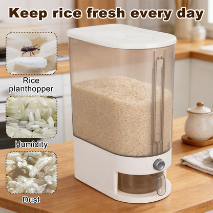 FMOACEN 22 Lbs Rice Dispenser with Measuring Cup Large Airtight Cereal Dispenser Multifunctional Dry Food Storage Container for Rice Grains Soybean Corn Kitchen Pantry Organization