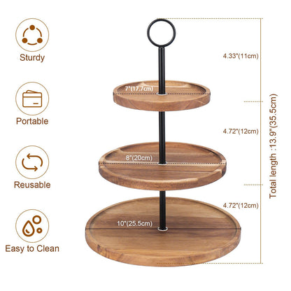 QIELSER 3 Tier Cupcake Stand, Wood Tiered Serving Tray Cupcake Tower, Serving Stand Display Dessert Cookie Candy Buffet Holder for Home Tea Party, Wedding, Farmhouse, Tea Party, Kitchen Decor