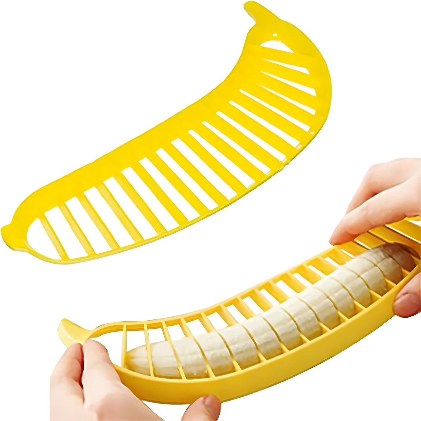 Guyuyii Banana Slicer, Safe Kitchen Gadget for Kids and Adults, Get 18 Even Slices in Seconds