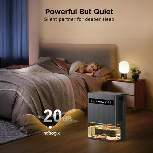 Dehumidifier - Skiennix 106 OZ Quiet Home Dehumidifier for 1000 sq.ft | Auto Shut Off, Timer, 7 Color Light, Grey
