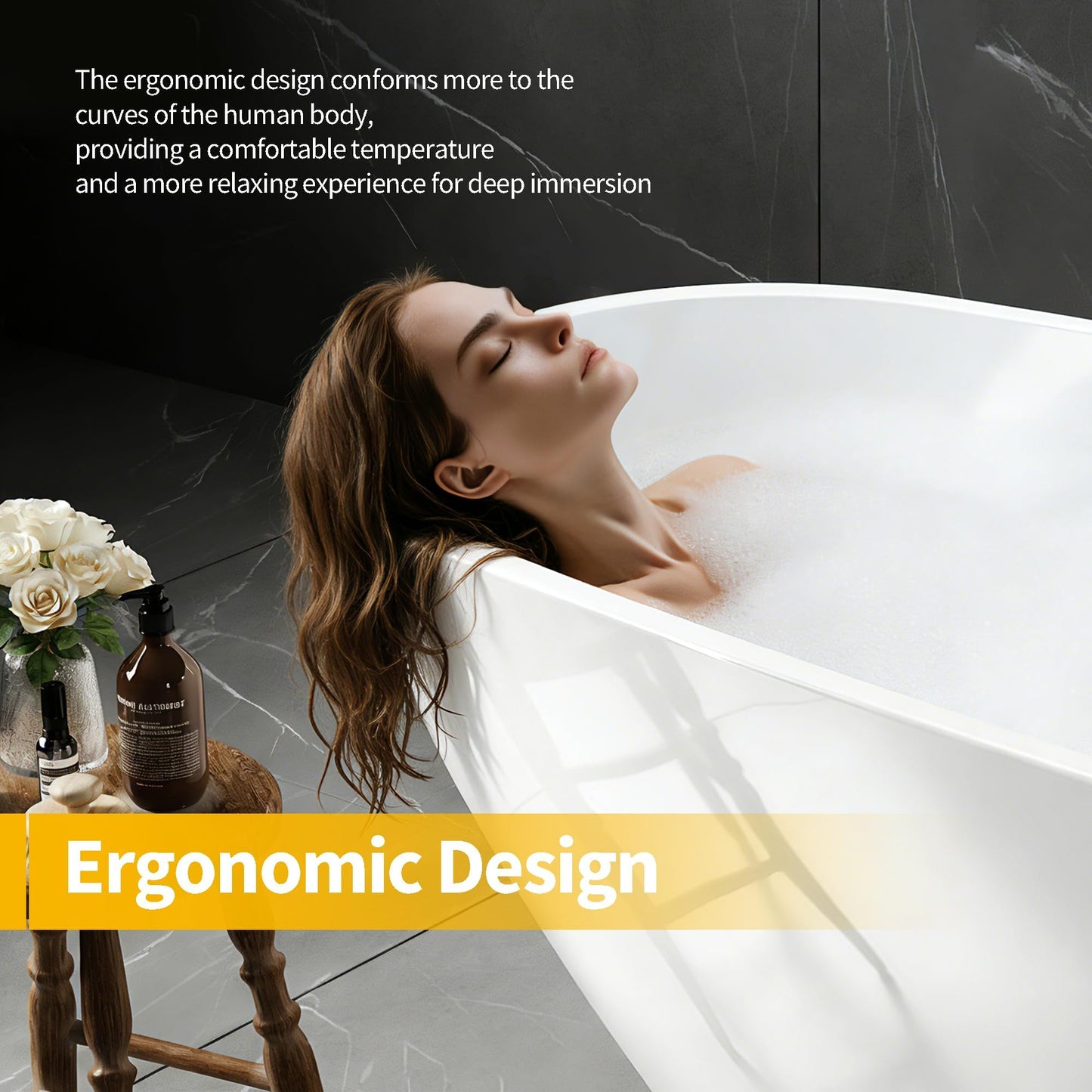 GarveeLife 67'' Acrylic Freestanding Bathtub, Soaking Bathtub with Deep Ergonomic Design Matte Drain Overflow, cUPC Certified, Double-Walled Insulation, Easy Install and Safe Use, White