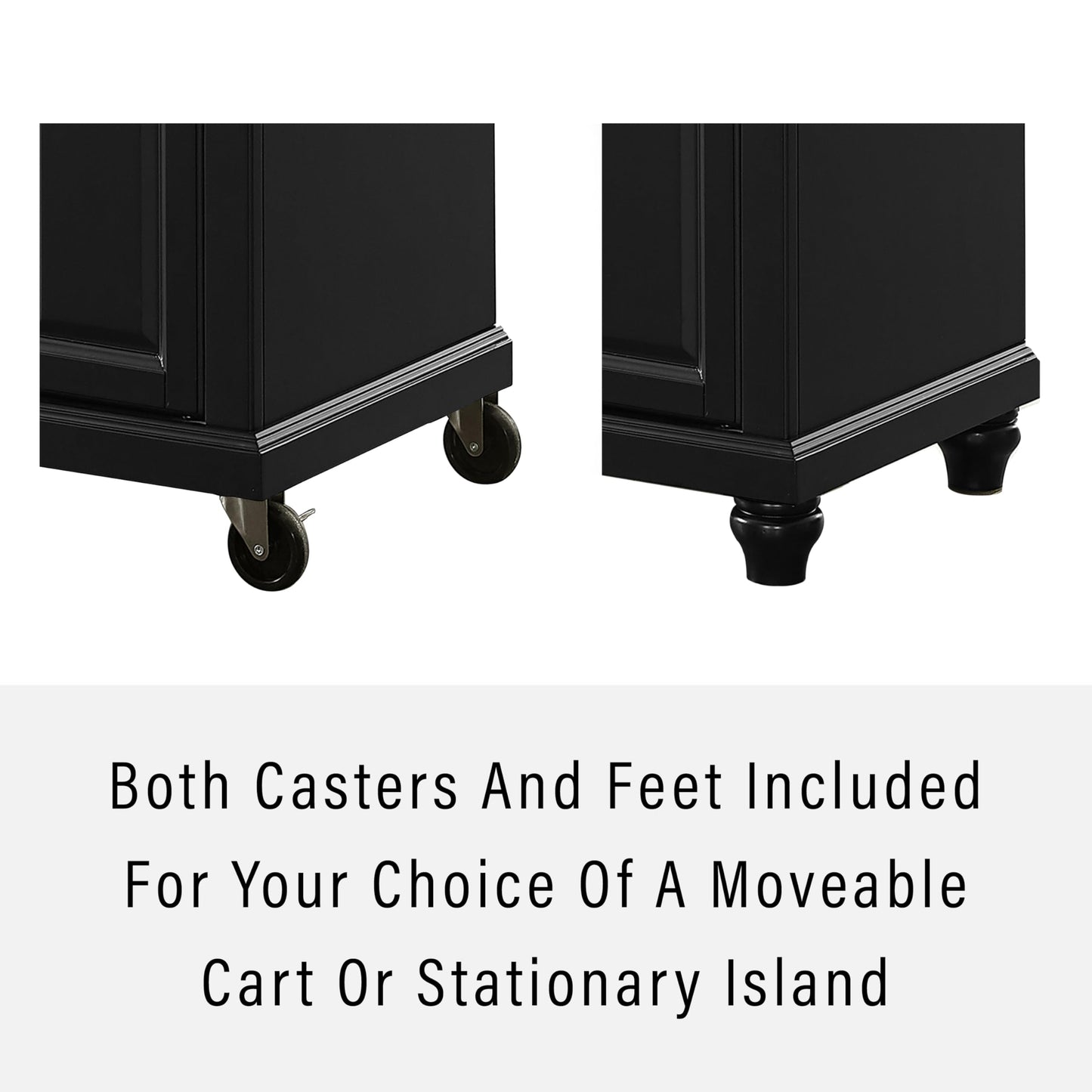 Crosley Furniture Cambridge Granite Top Rolling Kitchen Island Storage Cart, Microwave Stand, Spice Rack, Black