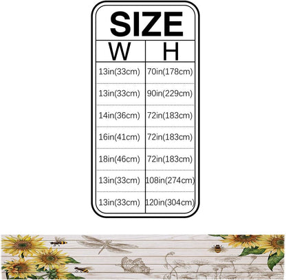 Summer Table Runner - Sunflower with Bees Wood Background, 13"X90" Farmhouse Style for Dining Room, Kitchen, Holiday