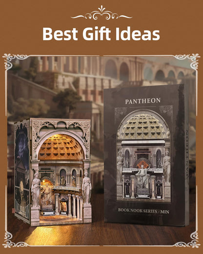 MiniCity DIY Book Nook Kit for Adults, 3D Wooden Puzzle Booknook Miniature House Kit (Pantheon)