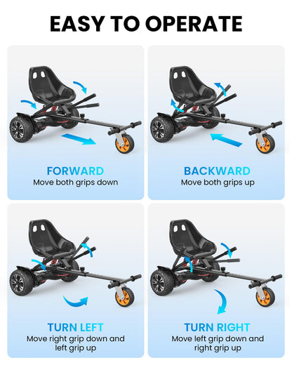 Gyroor K2 Balancing Scooter Go Kart Attachment for Kids & Adults, Adjustable Frame Length Balancing Scooter Seat Attachment for 6.5" 8" 10" Self Balancing Scooter