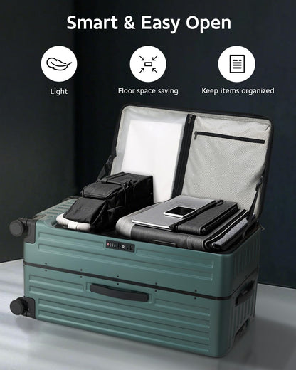 CENSIEN Checked Luggage, Large Suitcase 29 Inch Trunk Luggage with Spinner Wheels, Lightweight ABS+PC Hard Shell with Aluminum Frame, Top Opening, TSA Lock (Green, 1PC)