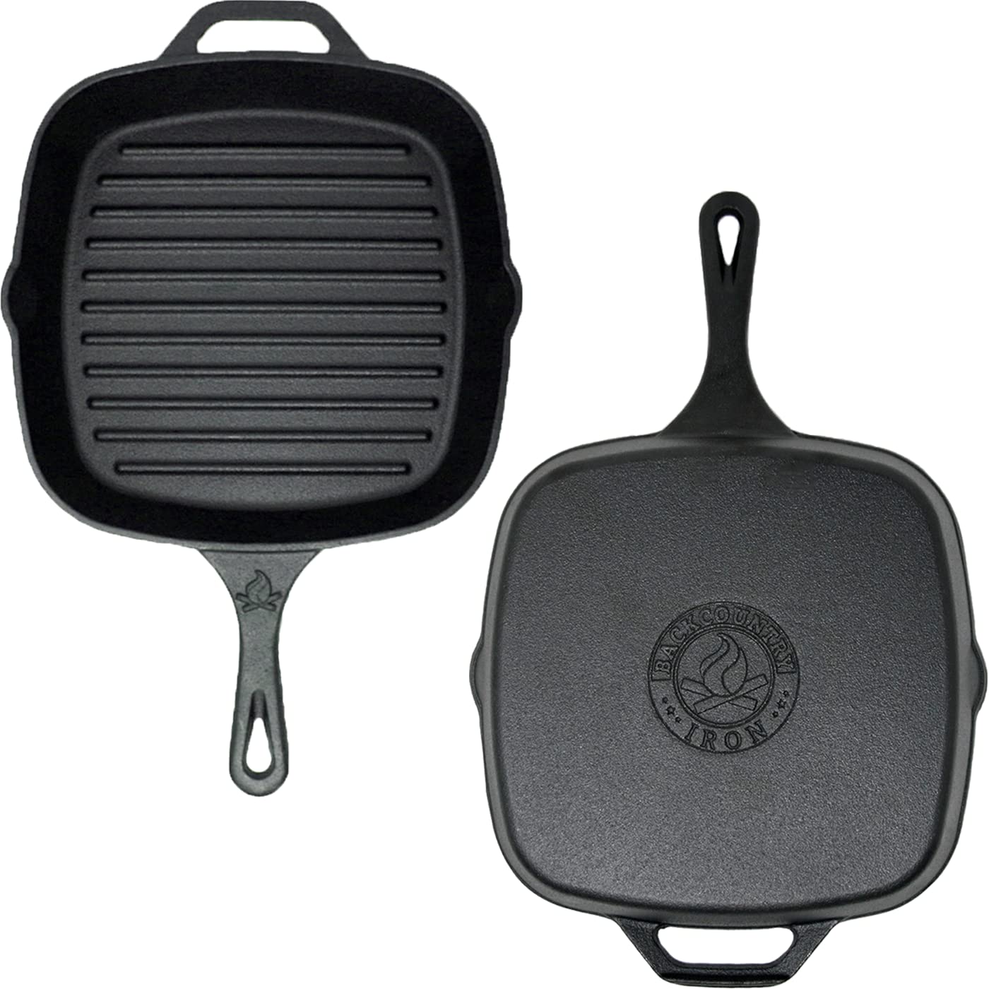 Backcountry Iron 12 Inch Square Grill Pan Large Pre-Seasoned Cast Iron