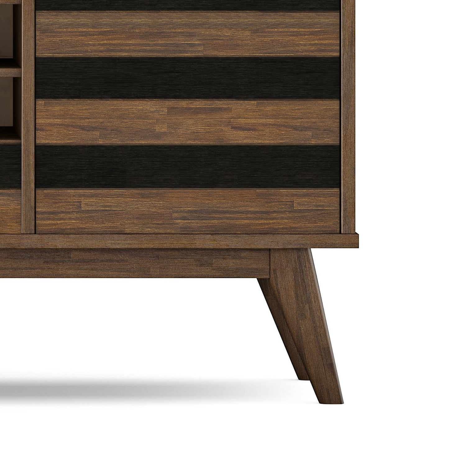 SIMPLIHOME Clarkson Buffet - 60 inch Wide Solid Acacia Wood 3-Door Sideboard Buffet in Rustic Natural Aged Brown, Mid-Century Cabinet for Dining Room or Kitchen with Wine Storage and Open Shelf