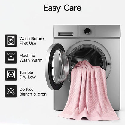 REDKISS Luxury 8-Piece Pink Towel Set, 2 Bath Towels, 2 Hand Towels, 4 Washcloths, 100% Cotton, Quick Dry, Highly Absorbent Towels for Bathroom, Gym, Hotel, Spa