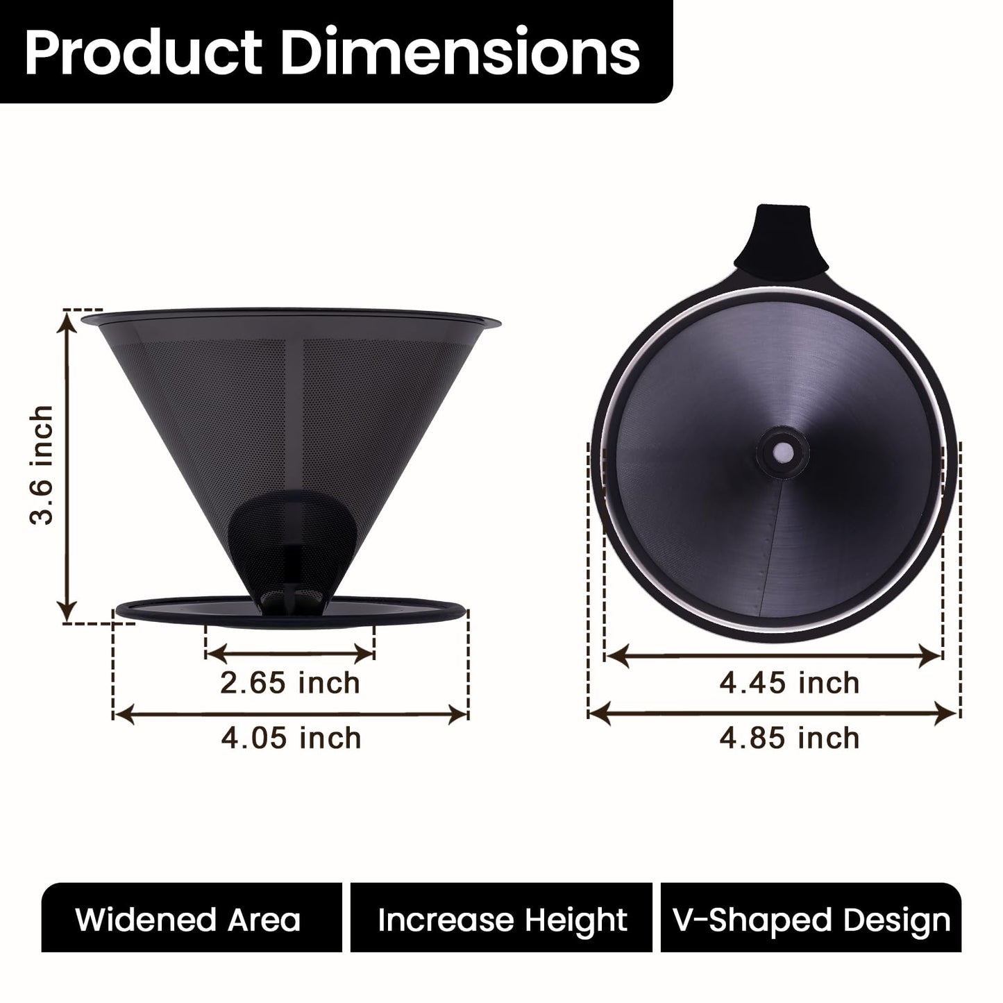 【2.0 Upgraded】 Stainless Steel Pour Over Coffee Maker, Reusable Paperless Drip Coffee Filter and Coffee Strainer for Single Cup Hand Brew, 1–6 Cup