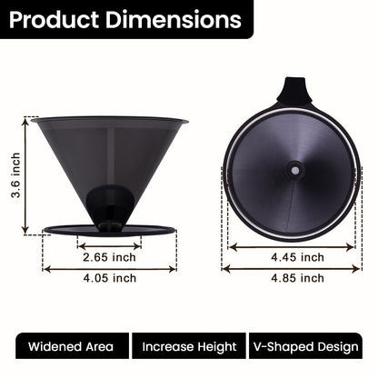 【2.0 Upgraded】 Stainless Steel Pour Over Coffee Maker, Reusable Paperless Drip Coffee Filter and Coffee Strainer for Single Cup Hand Brew, 1–6 Cup