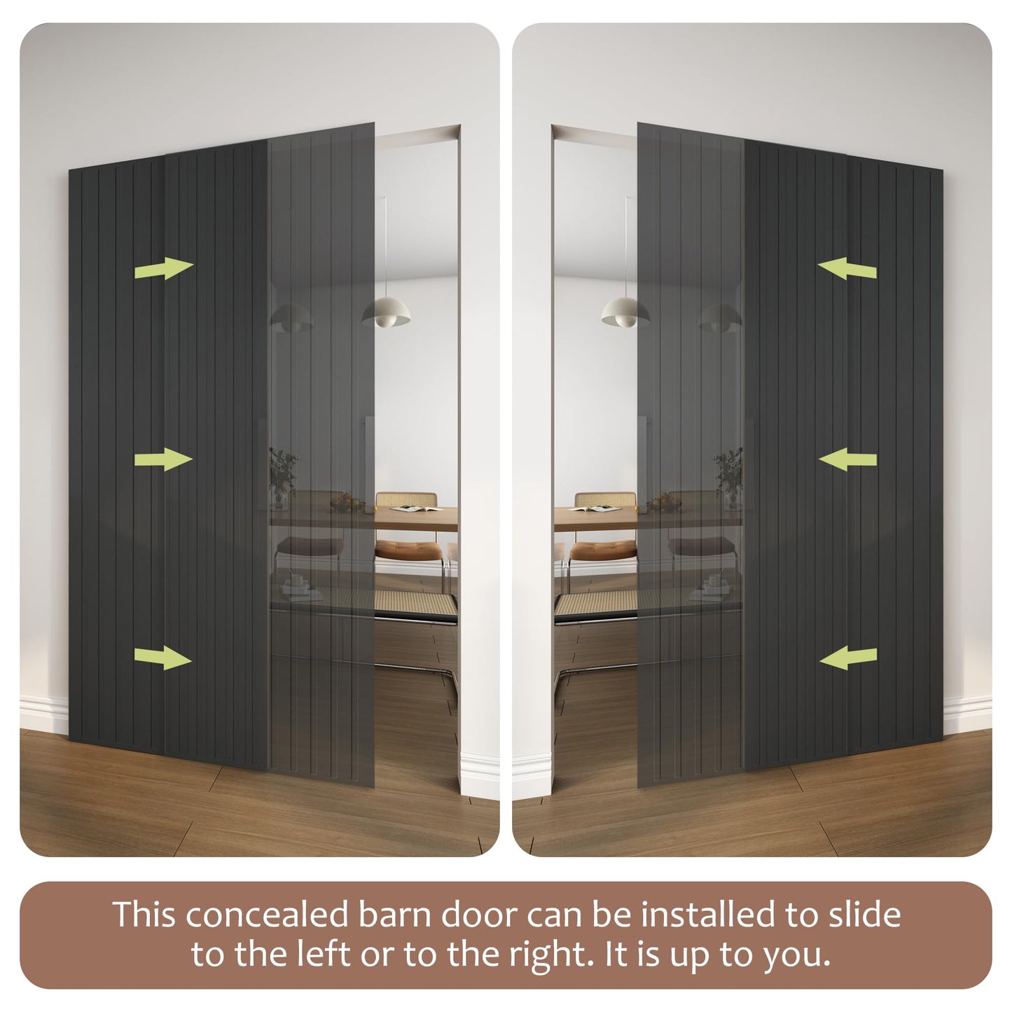 JUBEST 36"x84" Concealed Sliding Barn Door with Soft Close Hardware Kit, Black Hidden Door for Opening 32"-34"x80", Waterproof and Modern, Smooth Sliding, for Interior Using, Widely Used