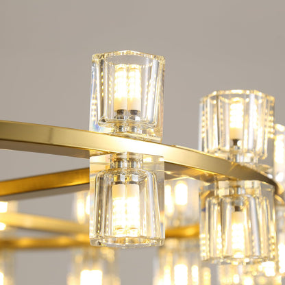 Shial Lighting 2 Tier Gold Wagon Wheel Chandelier, 108-Lights Farmhouse Pendant Light Fixture, Rustic Round Chandelier for Foyer Entryway Living Room (Dia 32"+40")