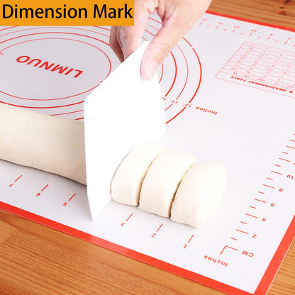 Silicone Baking Mat，Non Stick Rolling Dough with Measurements for Pie Pizza Cookies Fondant Making，Extra Thick Non Slip Silicone Pastry Mat (Red, L-16"×24")