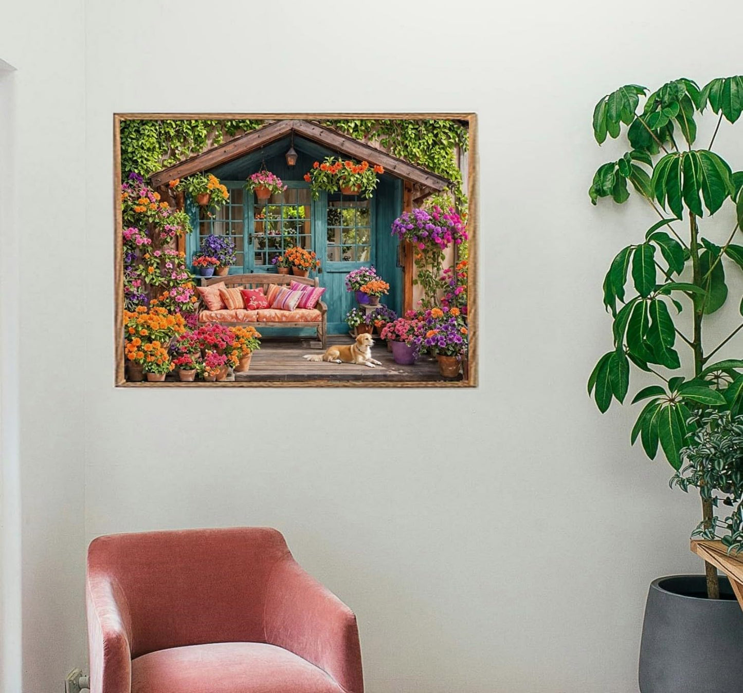 Lovepefe Flower House Diamond Art Painting Kits for Adults Dog 2 Pack Paint with Diamond Kit for Beginners DIY Full Drill Gem Art Home Wall Decor 12 X 16 Inch