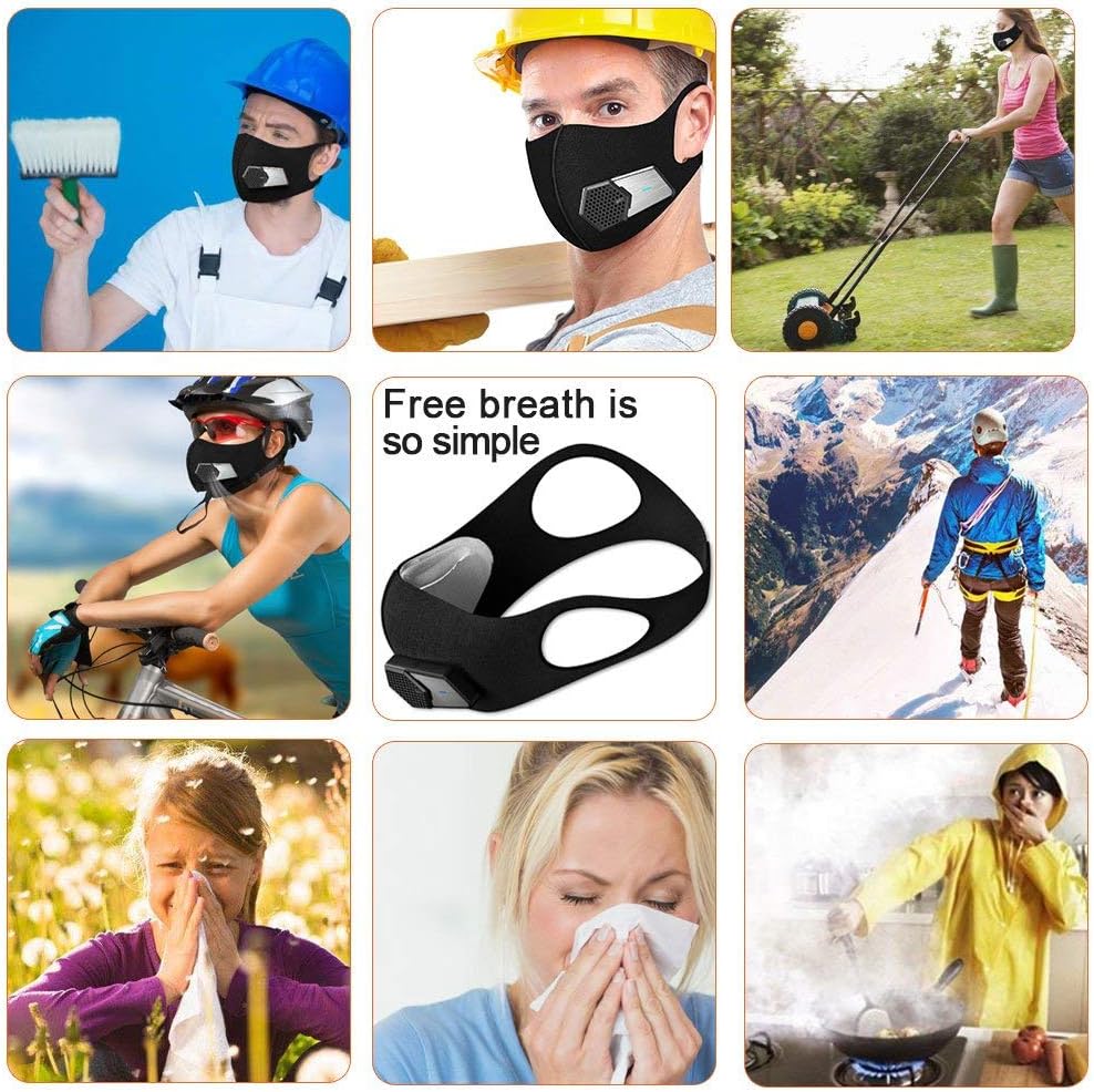 LSGTT Personal Smart Electric Air Face Mask, Reusable Wearable Air Purifier Mask for Outdoor Sports