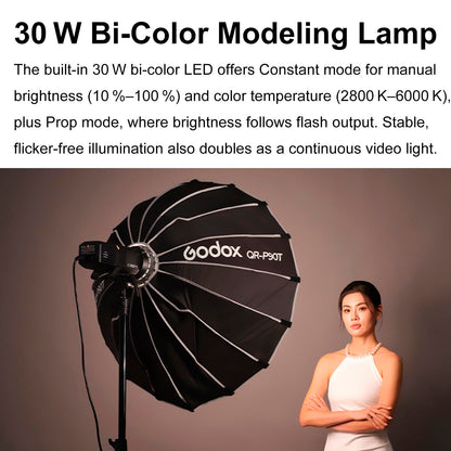 GODOX AD400 Pro II AD400Pro II AD400ProII 2.4G TTL 1/8000 HSS 400Ws Outdoor Flash,21.6V/2600mAh Battery,0.01~1s Recycle,460 Full Power Flashes,for Canon Sony Nikon Fuji Olympus Panasonic Etc Cameras