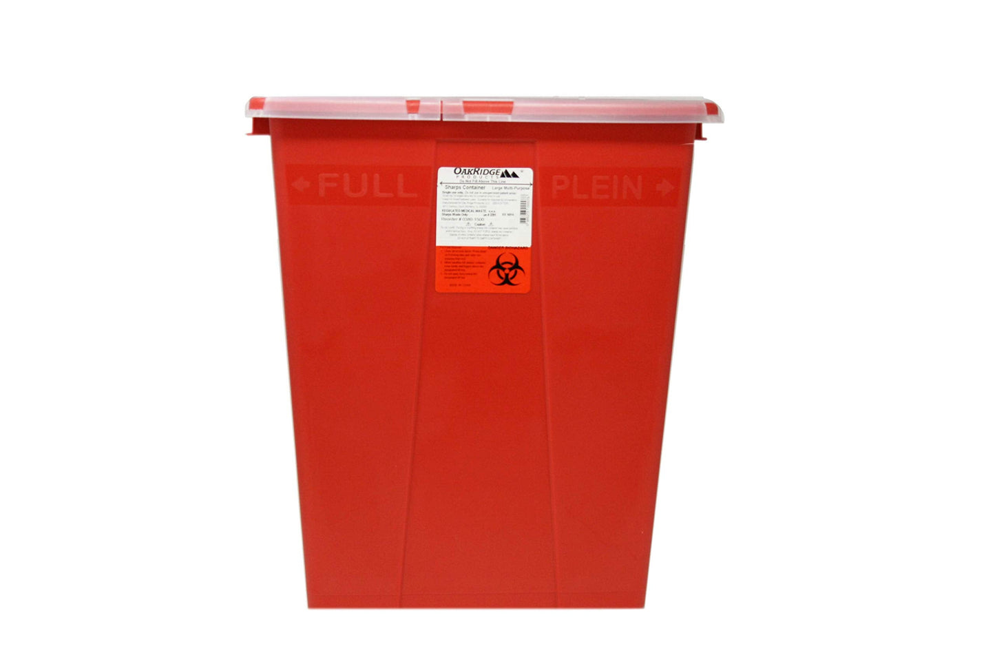 Oakridge 8 Gallon Sharps Container | Rotary Opening | Hinge lid opening | Case of 10