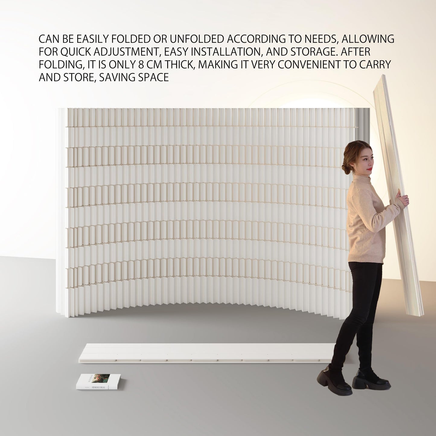 Folding Room Divider – Adjustable Privacy Screen Panel, Portable Freestanding Wall Partition for Home Office, Dorm, Studio & Exhibition(White)-20