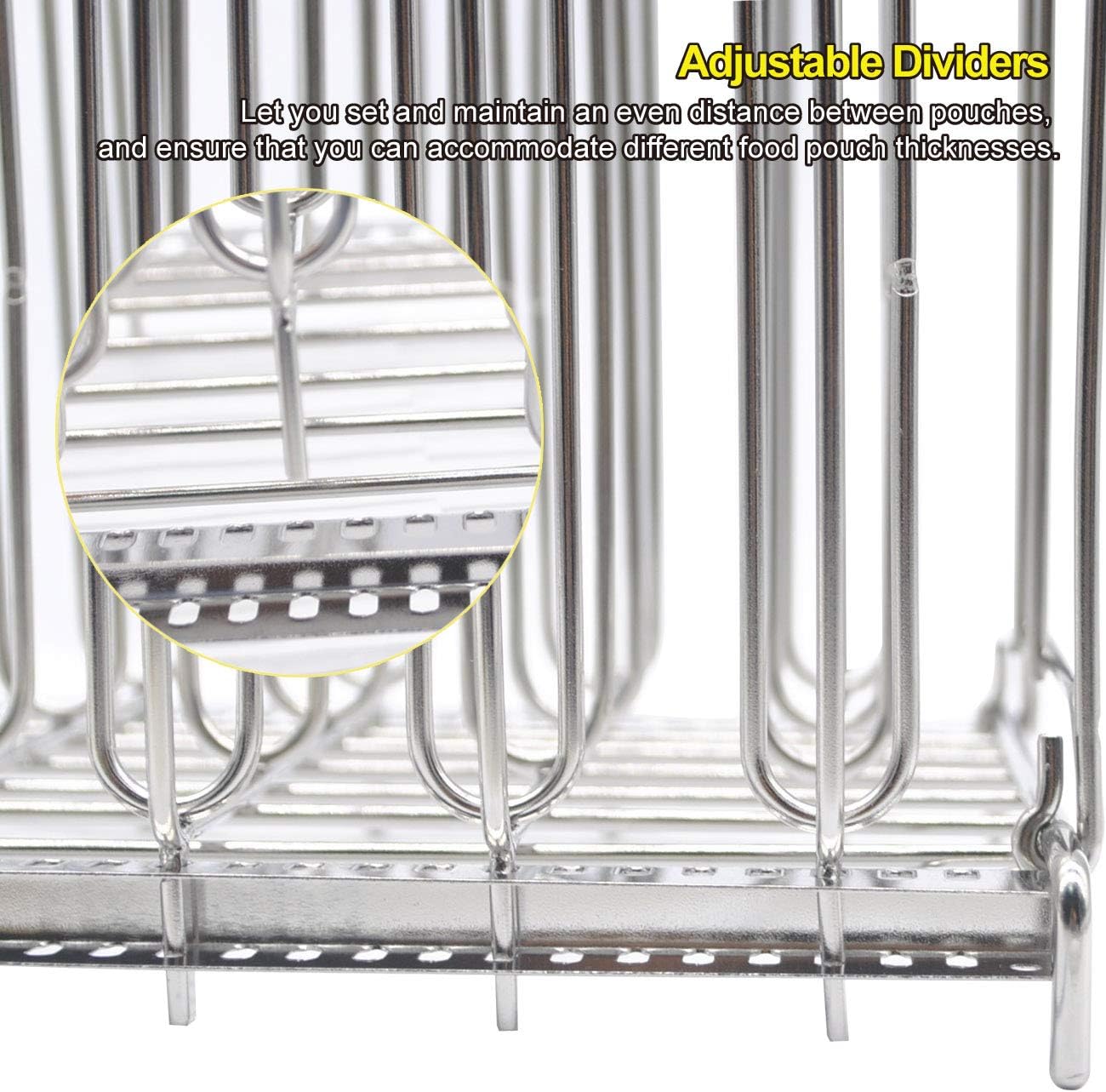 TRIROCK Collapsible Stainless Steel Sous Vide Rack: 5 Adjustable Dividers for Most 12 Qt Containers, Great for Cooking