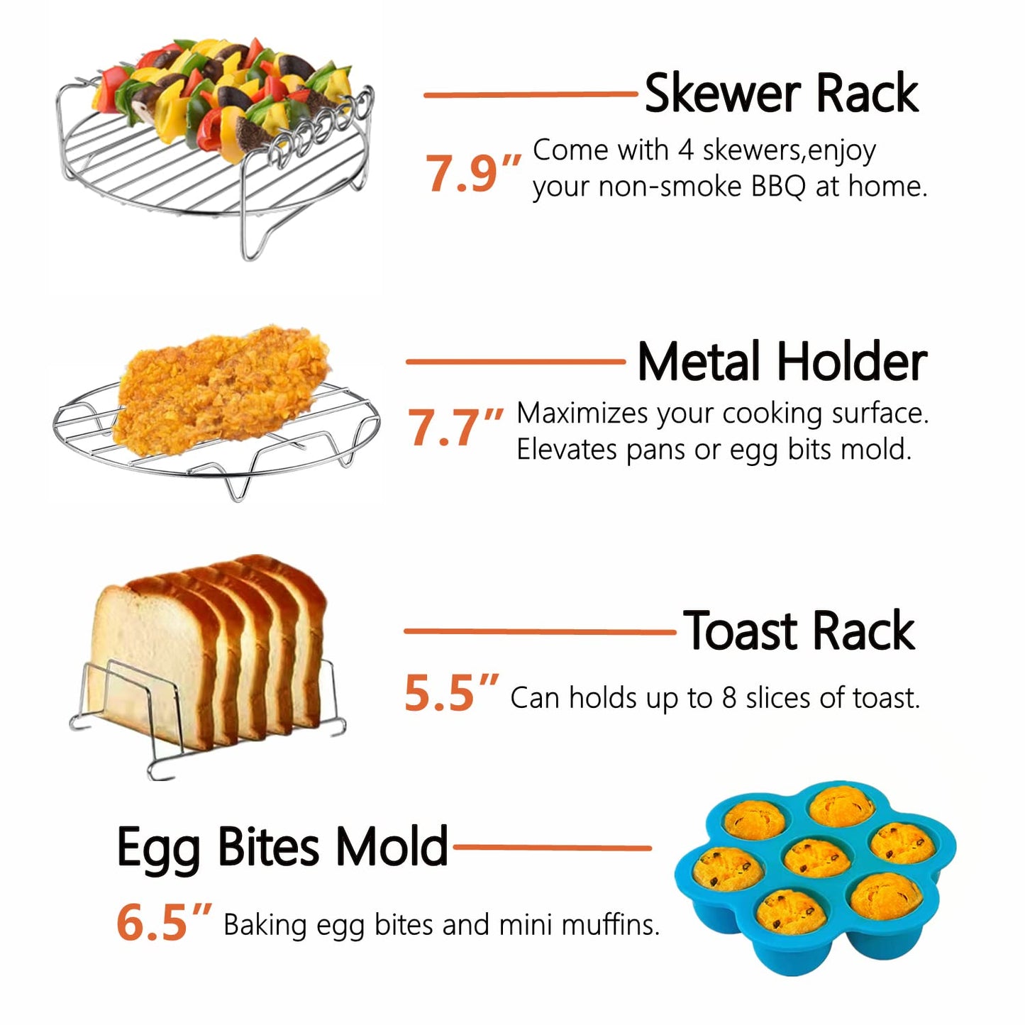 18 PCS Air Fryer Accessories, 8 Inch XL Deep Fryer Accessories Compatible with Gowise USA Phillips Ninjia Cosori Cozyna Air Fryer, Fit 3.6QT- 6.8QT Air Fryer with Cake Pan, Pizza Pan, Air Fryer Liner