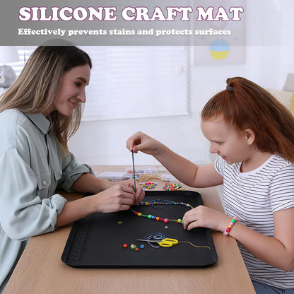 Silicone Art Mat for Crafts, 24"x16" Silicone Painting Mat to Keep Clean Protects Surfaces Perfectly for Crafts, Legos, Resin & Jewelry-Making, DIY Crafts Mat (Black)