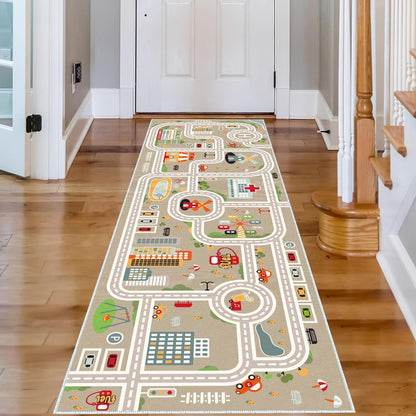 XRYZHC 2' 6' 2' 6') Kids Car Train Rug, x Boys Play Carpet, Floor Mat Playmat for Playroom Bedroom Kids Toddler RoomNon