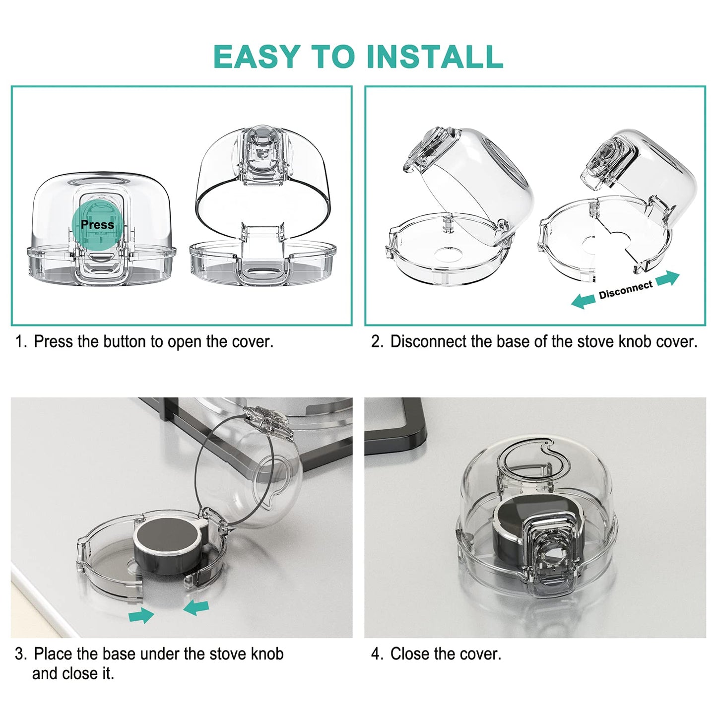 Mom's Choice Gold Awards Winner - Stove Knob Covers for Child Safety (5 + 1 Pack) Double-Key Design and Upgraded Universal Size Gas Knob Covers Clear View Childproof Oven Knob Covers for Kids and Pets