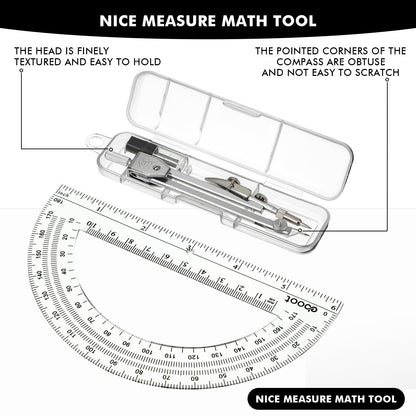 Zonon 12 Set Student Protractor and Compass Set, Student Geometry Math Set, Compass for Geometry and 180 Degree Math Protractor for Drawing Measuring School Office