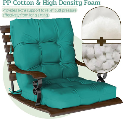 42x21x4 Inch Outdoor Chair Cushion, Patio Cushions for Dining/Rocking Chairs, High Back Soft Seat Pad with Ties, Indoor