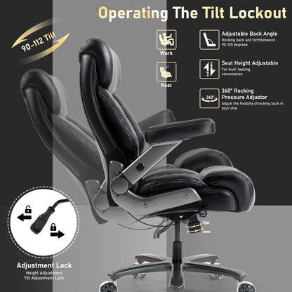DYHOME 700LBS Heavy Duty Office Chair with 4D Armrest, Comfy Big and Tall Executive Office Desk Chair, Ergonomic Computer Chair with Pocket Spring Cushion & Lumbar Support, Dual Rubber Wheel (Black)