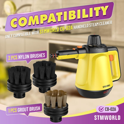 Steam Cleaner Replacement Brushes, Original Accessories for STMWORLD CB-02A, Compatible STMWORLD CB-02A Steamer(3 Pack)