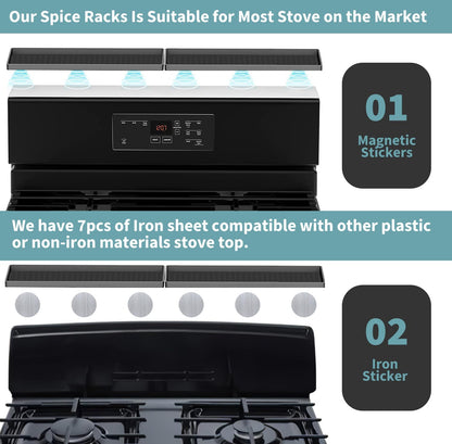 BFONS 30" Magnetic Stove Top Shelf, Silicone Top Heat Material Spice Rack, Kitchen Organization Gadgets (Grey)