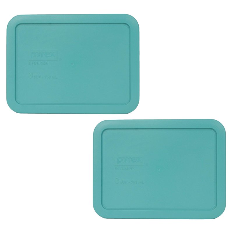 Pyrex 7210-PC 3 Cup Turquoise Food Storage Replacement Lid (2-Pack) - Made in USA