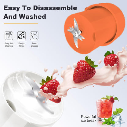 Portable Blender, 10 oz Mini for Smoothies, Fruits, and Veggies, Rechargeable USB, Easy to Clean, Suitable for