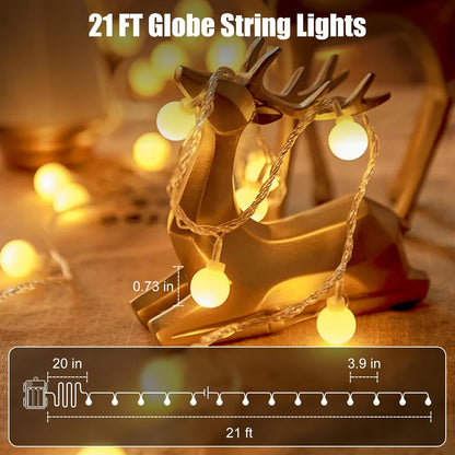 21FT 60 Minetom Battery Operated String Lights, LED Globe Fairy Lights with Remote, Waterproof Twinkle Lights