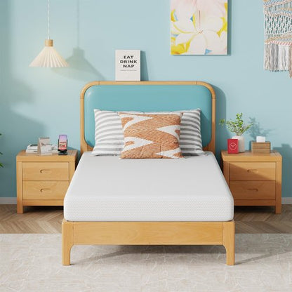 FDW 6 Inch Twin Mattress - Medium Firm Gel Memory Foam for Pressure Relief | Cooling Ventilated Foam, White