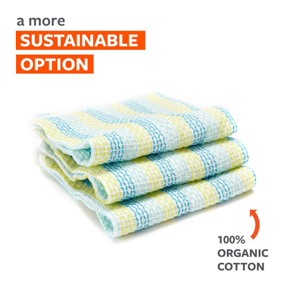 Full Circle Tidy 100% Organic Cotton Dish Cloths, Set of 3, Spring Green