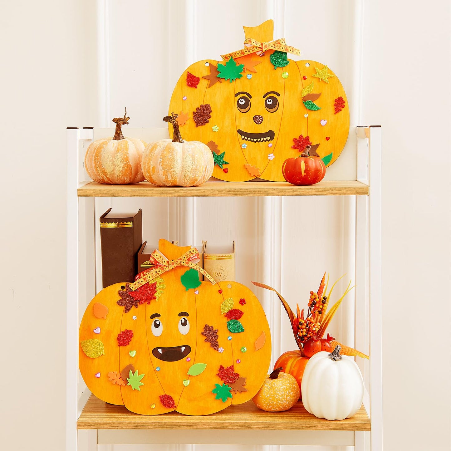 Faccito 24 Pcs Thanksgiving Large Wooden Pumpkin Cutouts 11 Inches Unfinished Wooden Cutout Blank Pumpkin Shape Painting Kits