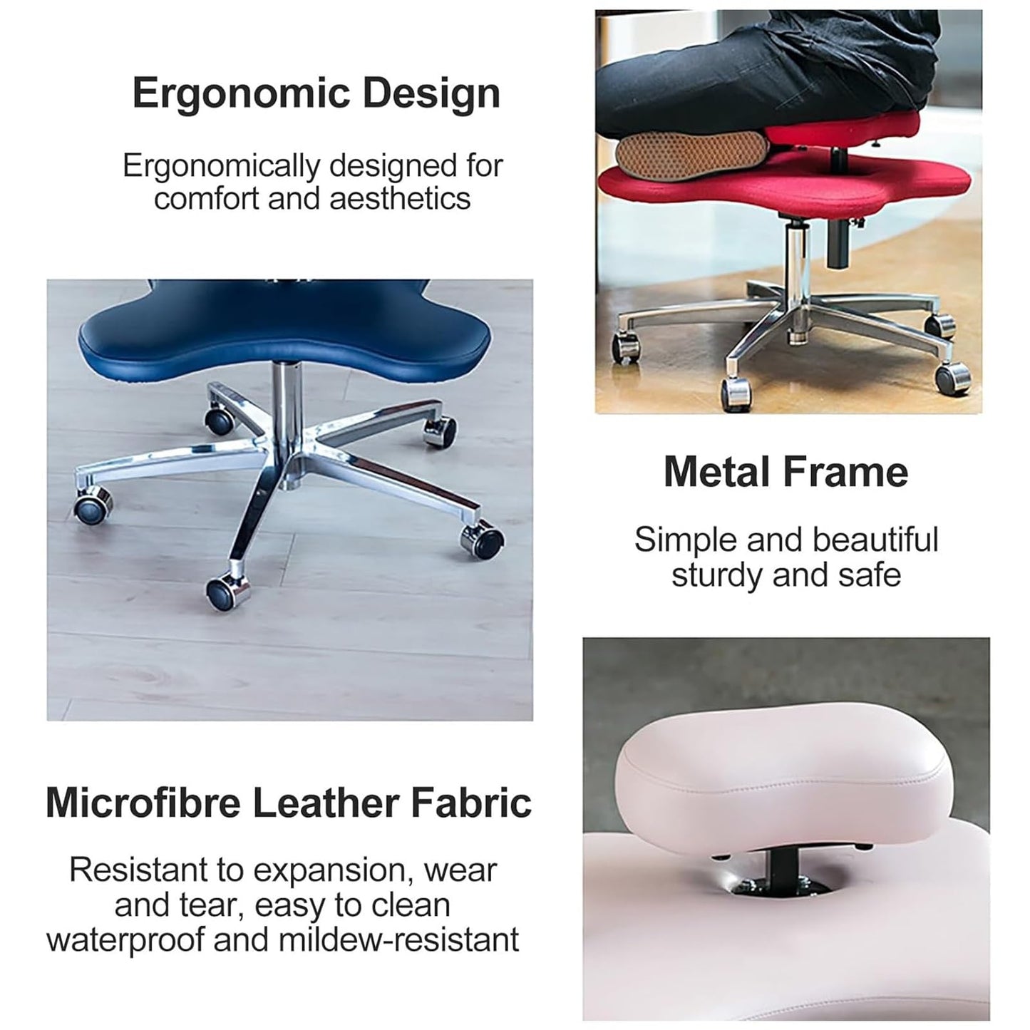 GenSDH Kneeling Office Chair, Ergonomic Posture Chair, Home Office Desk Chair with Brake Casters, Height Adjustable Cross Legged Chair, Meditation Chair, for,Grey-One Size