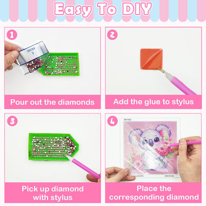 Diamond Art Kits for Kids Teen Adults, 4 Pack Cartoon Diamond Painting Kit Arts and Crafts for Kids Beginner, Mosaic Kits DIY 5D Full Drill Gem Art Dimond Art Paintings for Home Wall Decor, 6" X 6"