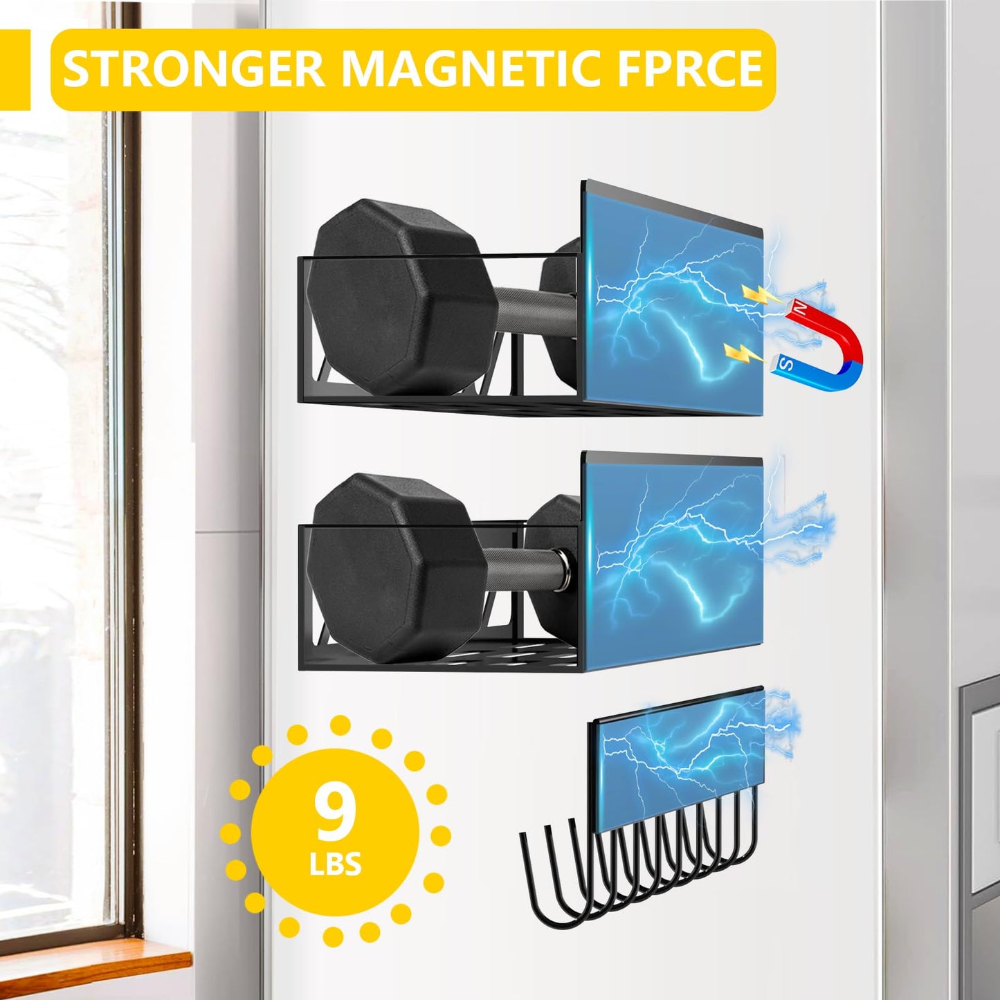 Magnetic Spice Rack Organizer for Fridge Seasoning Organizer for Kitchen storage with Screw Magnetic Shelf with Hook for Refrigerator and Oven (6pack)