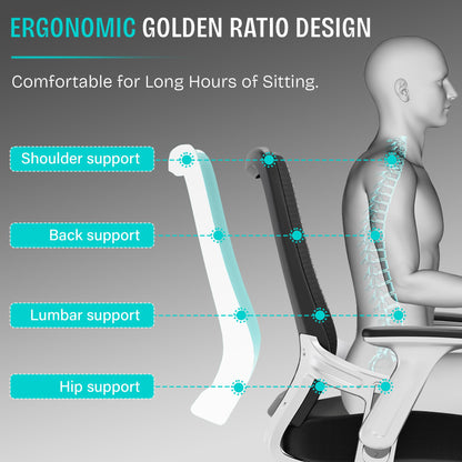 SUNNOW Office Chair, Ergonomic Computer Desk Chair, Sturdy Executive Task Chair - Adjustable Lumbar Support, Flip-up Arms, Tilt Function, Comfy Wide Seat, Swivel Mesh Home Office Desk Chairs (Black)