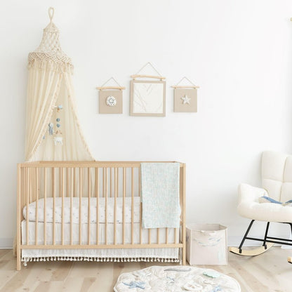 Crane Macrame Baby Crib Canopy, 118" Tall, Boho Nursery Decor, Play Room Decorative Canopy for Girls & Boys