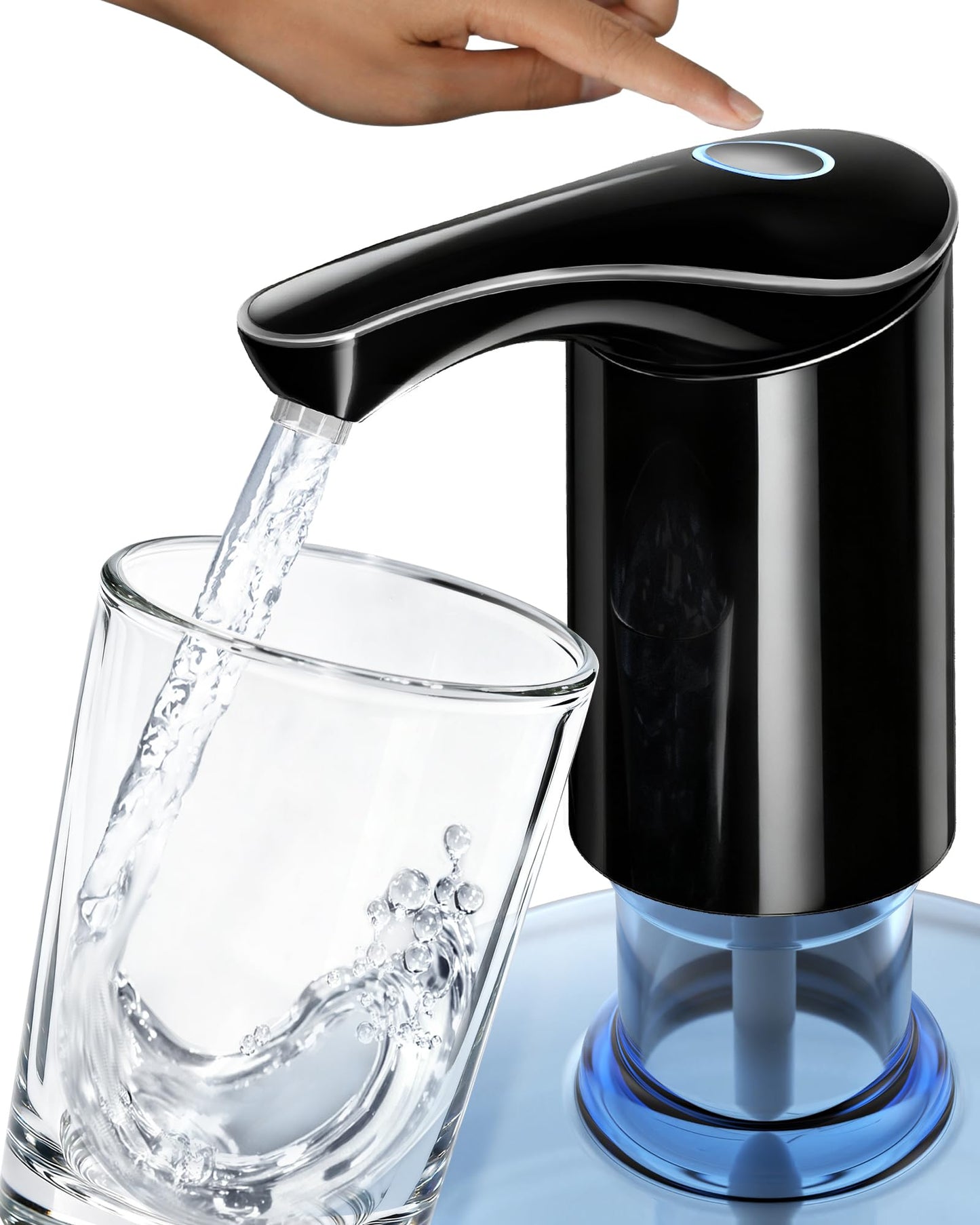 【Highest-Output】 Water Dispenser for 5 Gallon Jug, Electric USB C Water Pump Bottle Whisper-Quiet,Portable Automatic Drinking Jug Pump Rechargeable for Home Office RV Travel Camping(Black)